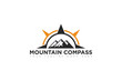 mountain compass logo and icon vector illustration design template