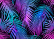 © Elen  Lane - Tropic leaves seamless pattern in neon colors