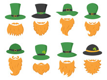 Set Of Different Piece Photo Booth Props With Irish Leprechaun (hat And Beard).
