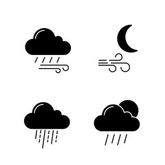 Sticker - Weather forecast glyph icons set