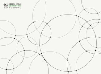Abstract simple black circle connection futuristic background.