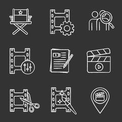 Canvas Print - Film industry chalk icons set