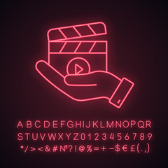 Sticker - Movie release neon light icon