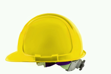 Yellow safety helmet on white background. hard hat isolated on white.