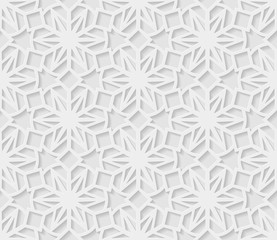 Wall Mural - Seamless arabic geometric  pattern, 3D white pattern, indian ornament,  vector. Endless texture can be used for wallpaper, pattern fills, web page  background,  surface textures.