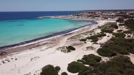 Wall Mural - Sa Rapita, Mallorca Spain. Amazing drone aerial landscape of the charming Es Rapita beach and turquoise sea