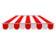 Striped shop awning sunshade mockup for shop and restaurant