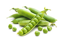 Fresh Green Peas Isolated On White Background
