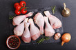 fresh chicken meat with ingredients for cooking, top view