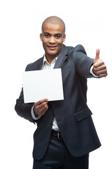 Wall Mural - Business man holding a banner