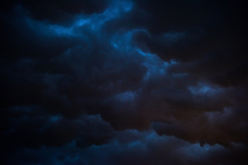 black storm cloud at night, dark sky and black clouds high contrast