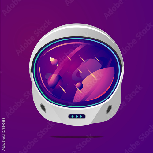 Space Helmet On Isolated Background Pilot Mask Vector Clip Art Astronaut Spacesuit With Space On Reflection Stock Vektorgrafik Adobe Stock