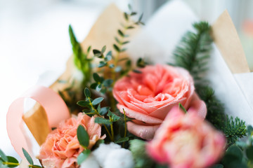 Canvas Print - Pink rose in bouquet