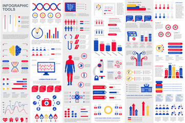 Poster - Medical infographic elements data visualization vector design template. Can be used for steps, options, workflow, diagram, flowchart concept, timeline, healthcare icons, research, info graphics.