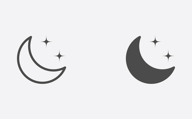 half moon outline and filled vector icon sign symbol