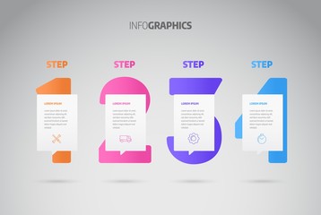 Wall Mural - process chart. business data. abstract element of chart, graph, diagram with 4 steps, options, parts