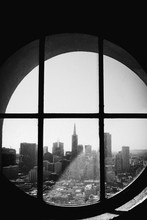 Black And White San Francisco Through Window Porthole City Landscape California