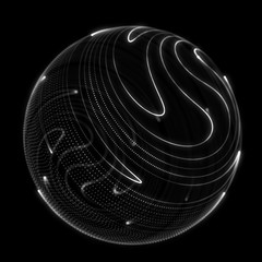 Poster - Sphere with twist lines. Background for business event. Wireframe technology sphere. 3d rendering.