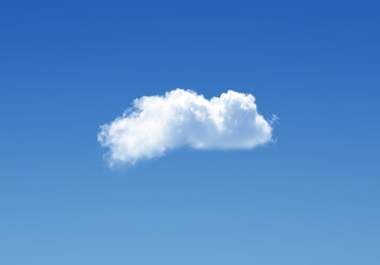 single cloud in the deep blue gradient sky, natural background