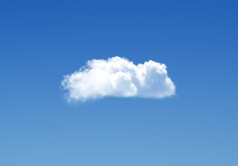 Single cloud in the deep blue gradient sky, natural background