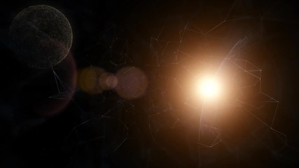 Wall Mural - artistic sunrise over abstract planet seen from space.