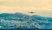Airplane On Final Approach To Beirut International Airport, Lebanon
