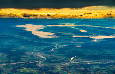 Sticker - Aerial view of the Rhine and the Aare rivers in Germany and Switzerland