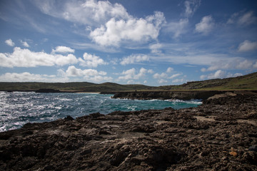 Wall Mural - Aruba's Natural Bridge and the coastline around it