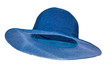 © Iryna - Blue straw hat on white background side view.