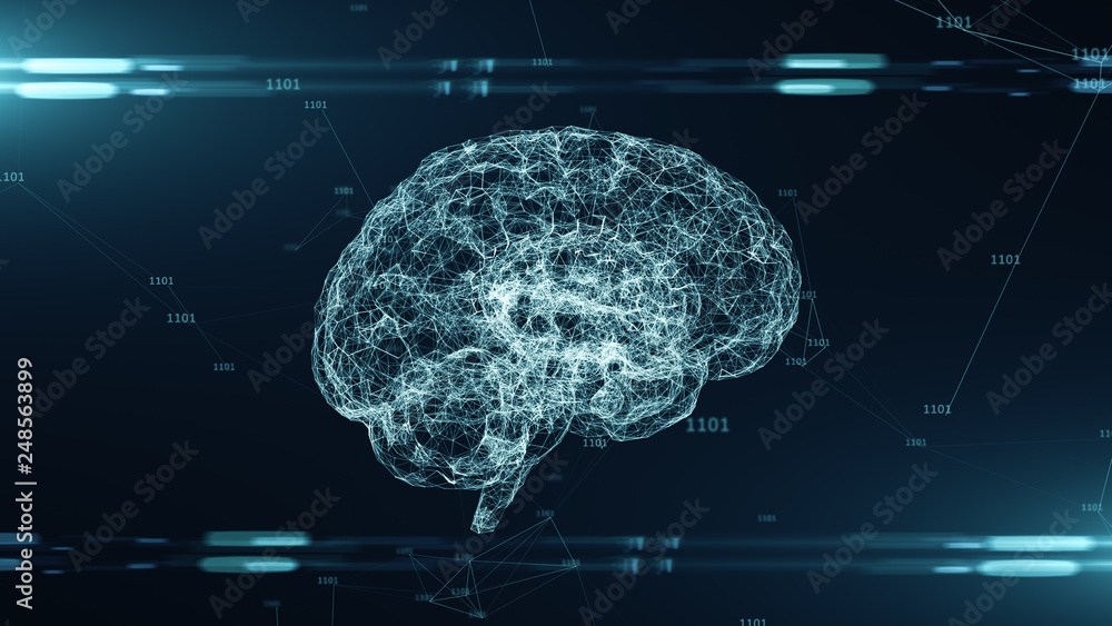 AI Artificial intelligence big data deep learning digital brain cloud ...