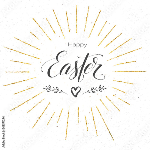 Happy Easter Festive Greeting Card Design Of Calligraphy