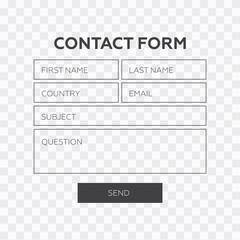 Wall Mural - contact form. web element. contact form vector template