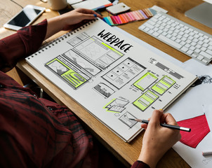 Wall Mural - website development layout sketch drawing