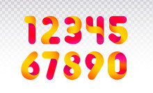 Set Of Numbers From 0 Till 9. Template For Web Design Or Greeting Card. Vector Collection For Social Networks, Web User And Bloggers Celebrating Posts And Subscribes.