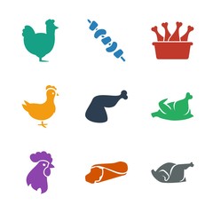 Wall Mural - 9 chicken icons