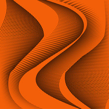 Bright Geometric Orange Black Half Tone Pattern. Soft Dynamic Lines. Abstract Vector Illustration With Dots