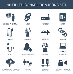 Wall Mural - 16 connection icons