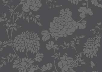 Traditional dark gray Asian flower textured background