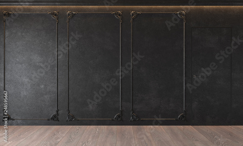 Modern Classic Black Interior With Stucco Door Wooden