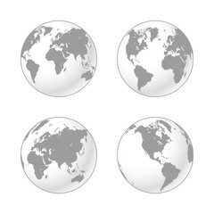 Wall Mural - set of grey and white shaded globes of earth