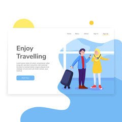 Wall Mural - travelling on board home landing page user interface design illustration