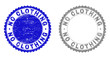 Grunge NO CLOTHING stamp seals isolated on a white background. Rosette seals with distress texture in blue and gray colors. Vector rubber stamp imprint of NO CLOTHING caption inside round rosette.