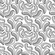 Cashew nuts seamless pattern. Black contour on white background. Hand drawn vector illustration.