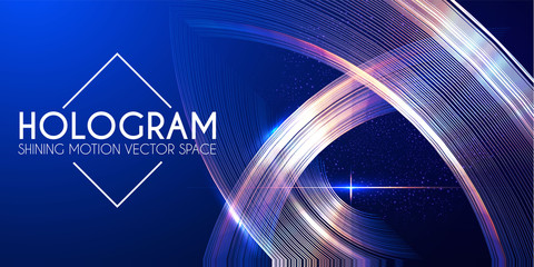 Wall Mural - Hologram. Abstract Background with Motion Lights. Shining Space.