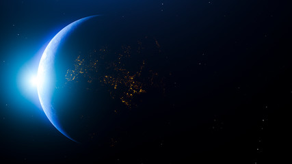 Wall Mural - sunrise over the earth left side view