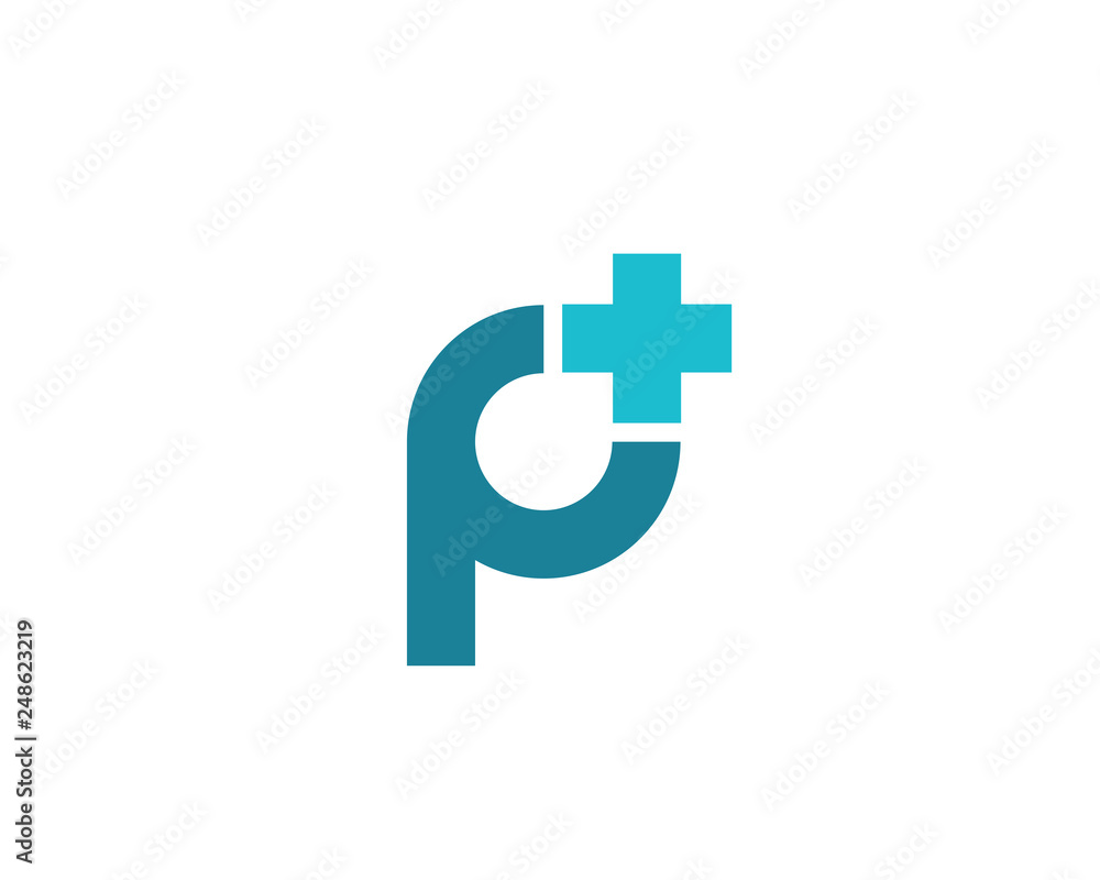 Letter P cross plus medical logo icon design template elements - obrazy, fototapety, plakaty 