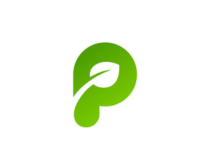 Letter P eco leaves logo icon design template elements