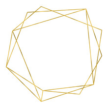 Art Deco Style Gold Geometrical Polyhedron Linear Frame