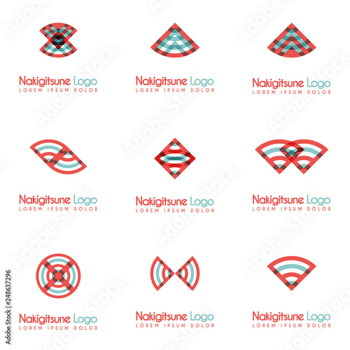 Nine Blue And Pink Flower Logos With Geometric Shapes In