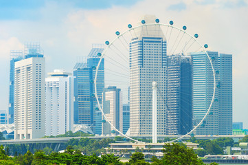 Sticker - Singapore cityscape, ferris wheel